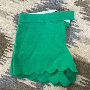 J. Crew women's Scalloped Chambray Shorts in green!